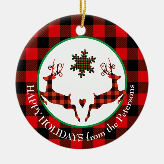 Décoration En Céramique Buffalo Plaid Leaping Deer (Devant)