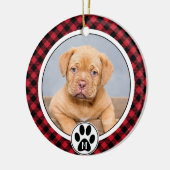 Décoration En Céramique Buffalo Plaid Photo Monogramme Animal Christmas (Gauche)