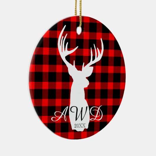 Décoration En Céramique Buffle rouge de cerf rustique plaid (Droite)