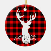 Décoration En Céramique Buffle rouge de cerf rustique plaid (Devant)