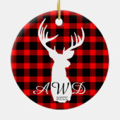 Décoration En Céramique Buffle rouge de cerf rustique plaid (Dos)