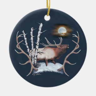 Décoration En Céramique Bugling Bull Elk Ceramic Ornament