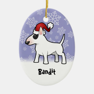 Décoration En Céramique Bull-terrier de Noël (ajoutez votre nom d'animaux