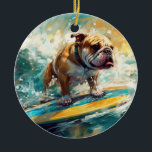 Décoration En Céramique Bulldog Beach Surf Peinture<br><div class="desc">Plongez dans le monde ludique de l'aventure canine avec cette peinture captivante. Un chien en ébullition se rend aux vagues, chevauchant habilement le surf sur une plage baisée par le soleil. L'oeuvre d'art vibrante capte magnifiquement l'essence de l'excitation au bord de la plage tandis que le chien court sans crainte...</div>