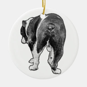 Décoration En Céramique Bulldog de famille avec des points étoilés
