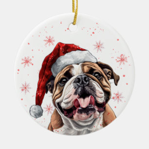 Décoration En Céramique Bulldog de Noël Personnalisé