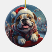 Décoration En Céramique Bulldog Roller Dessous de verre Noël (Dos)