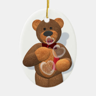 Décoration En Céramique Bulles de soufflement de coeur de petit ours