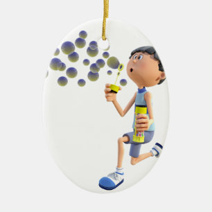 Décoration En Céramique Bulles de soufflement de fille de bande dessinée