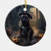 Décoration En Céramique Bullmastiff Citrouilles Halloween effrayant (Devant)