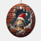 Décoration En Céramique Bunny curieux à Santa Hat - 3D (Gauche)