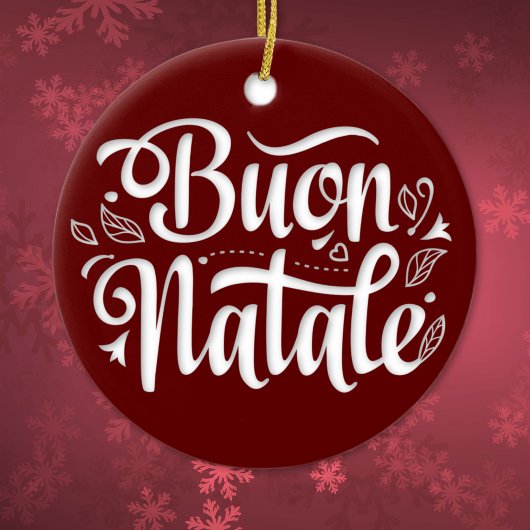 Décoration En Céramique Buon Natale Simple Rouge Italien Noël