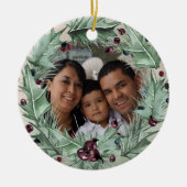 Décoration En Céramique Burgundy Berry Holly Pine Photo Noël (Devant)