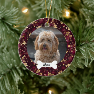 Décoration En Céramique Burgundy Gold Feuilles Personnalisé Animaux de com
