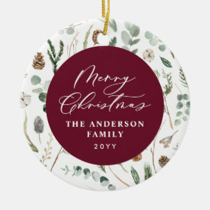 Décoration En Céramique Burgundy Noël photo botanique minimale