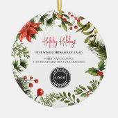 Décoration En Céramique Business Logo Berries Mistletoe Personnel Noël (Devant)