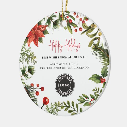 Décoration En Céramique Business Logo Berries Mistletoe Personnel Noël (Gauche)