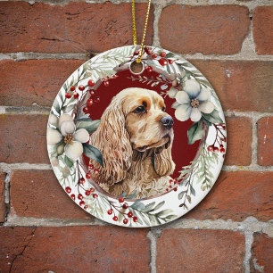 Décoration En Céramique Buster American Cocker Spaniel Rustic Wreath