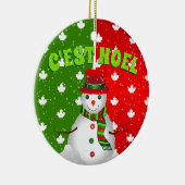 Décoration En Céramique C EST NOEL Canadian Maple Leaf Snowman Noël (Droite)