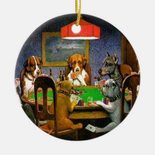 Décoration En Céramique C. M. Coolidge Dogs Animaux Poker Cards Humour Des