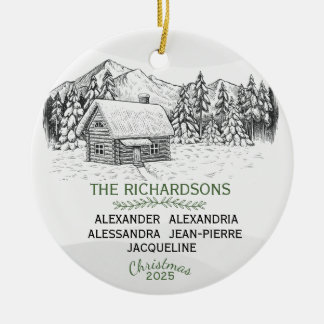 Décoration En Céramique Cabine du journal d'hiver de la montagne neige X 5