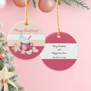 Décoration En Céramique Cacao Chaud De Noël Et Cookies Aquarelle