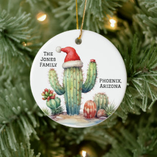 Décoration En Céramique Cactus du désert/Sud-Ouest avec chapeau de Père No