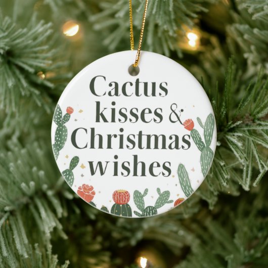 Décoration En Céramique Cactus Kisses & Christmas Wishes – A Double-Sided  (Arbre)