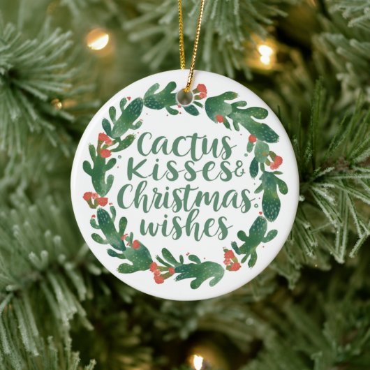 Décoration En Céramique Cactus Kisses & Christmas Wishes – A Double-Sided (Arbre)