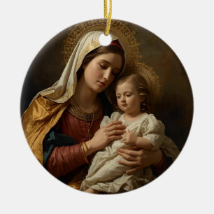 Décoration En Céramique Cadeau bébé Marie et bébé Jésus