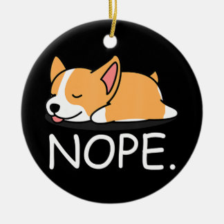 Décoration En Céramique Cadeau Corgi | Nope Lazy Corgi Chien - Nope Pas Au