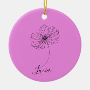 Décoration En Céramique Cadeau de fleur de naissance Cosmos d'octobre pers