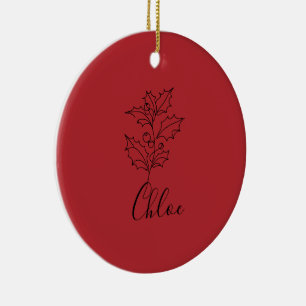 Décoration En Céramique Cadeau de fleur de naissance de houx personnalisé