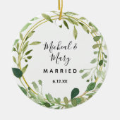 Décoration En Céramique Cadeau de Mariage géométrique vert (Devant)