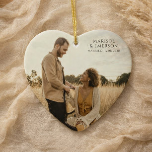 Décoration En Céramique Cadeau de mariage moderne rustique en forme de cœu