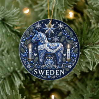Décoration En Céramique Cadeau de Noël Art Populaire Suédois