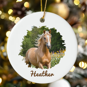 Décoration En Céramique Cadeau de Noël Cheval Personnalisé pour l'Amoureux