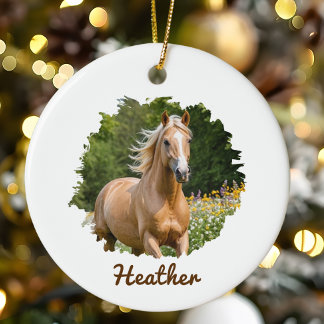 Décoration En Céramique Cadeau de Noël Cheval Personnalisé pour l'Amoureux