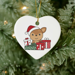 Décoration En Céramique Cadeau De Noël De Cerfs Animaux D'Hiver Cerfs En C