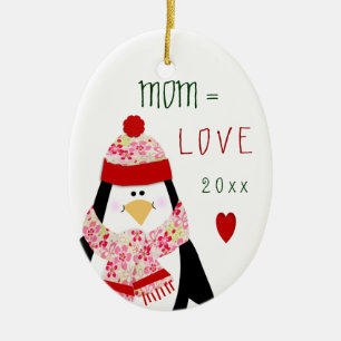Décoration En Céramique Cadeau de Noël de pingouin de MAMAN d'amour
