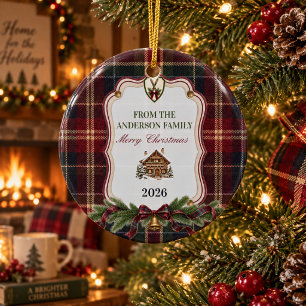 Décoration En Céramique Cadeau de Noël personnalisé en tartan de famille