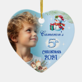 Décoration En Céramique Cadeau de Noël personnalisé pour garçon avec photo