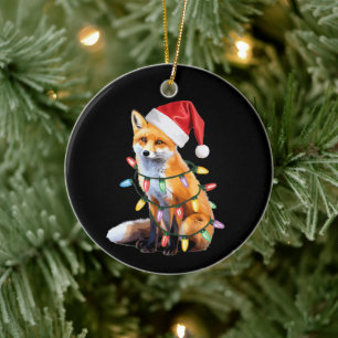Décoration En Céramique Cadeau de Noël pour amoureux du renard de Noël Fox