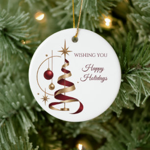 Décoration En Céramique Cadeau de Noël pour employé Bourgogne Or