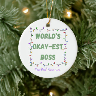 Décoration En Céramique Cadeau de Noël pour le patron le plus moyen du mon