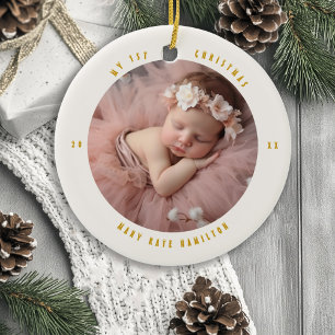 Décoration En Céramique Cadeau de photo de Noël pour le premier Noël de bé