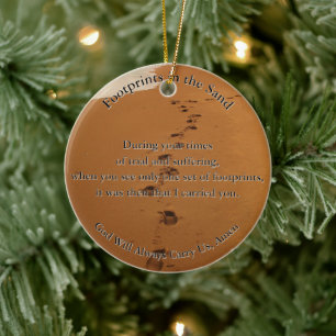 Décoration En Céramique Cadeau de poème sur des empreintes dans le sable