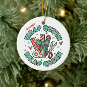 Décoration En Céramique Cadeau d'ornement de Noël drôle de reine d'emballa