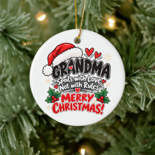Décoration En Céramique Cadeau drôle de Noël de grand-mère gâte avec amour