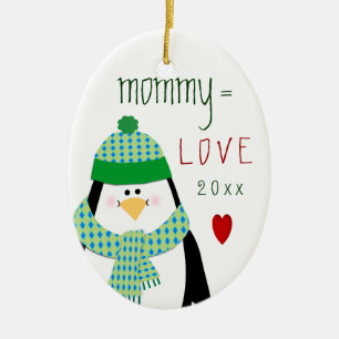 Décoration En Céramique Cadeau mignon de Noël de pingouin de MAMAN d'amou